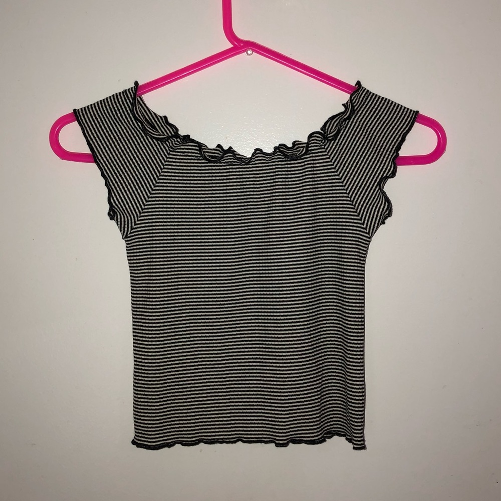 SHEIN striped off shoulder crop top